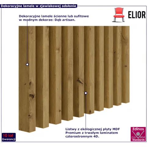 Dekoracyjne lamele w dekorze dąb artisan Karmil