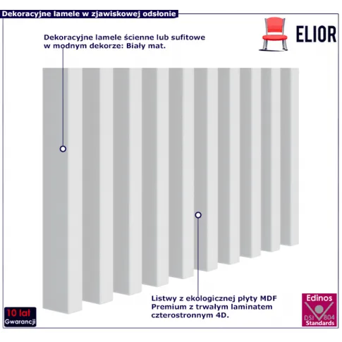 Dekoracyjne lamele w dekorze biały mat Karmil