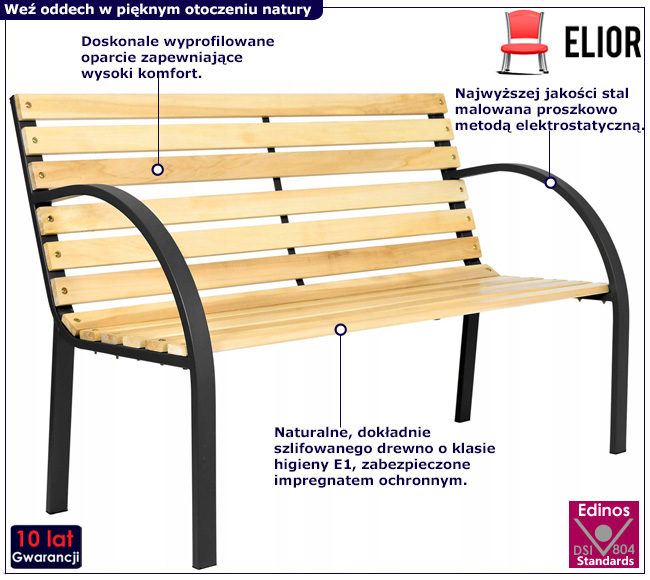 Naturalna ławka ogrodowa Elia