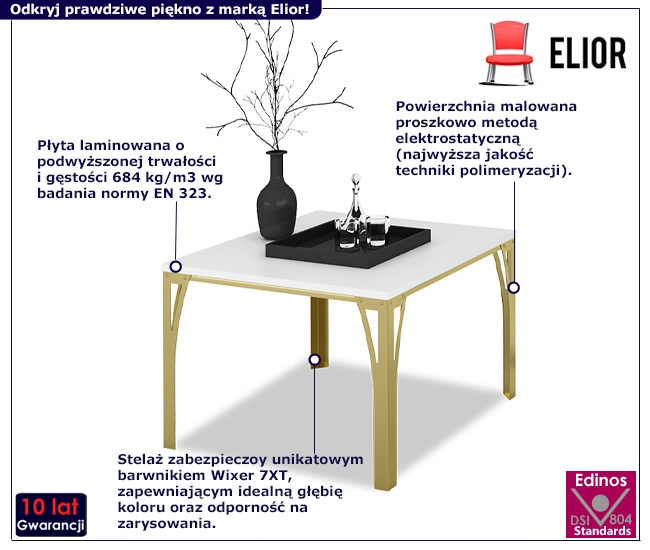 Biały stolik kawowy w stylu glamour Horix 3X