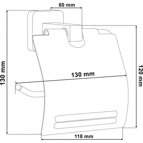 czarny metalowy uchwyt na papier toaletowy z oslona tasi 4x wymiary