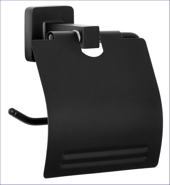 Czarny industrialny uchwyt na papier do toaletowy Lofios 4X