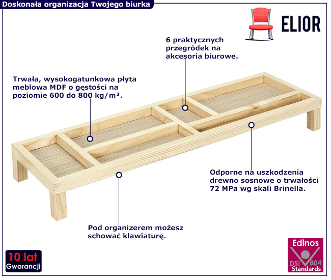 Organizer biurkowy z 6 przegródkami Zeo