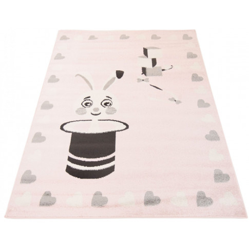 różowy prostokątny dywan dziecięcy do pokoju dziewczynki z królikiem animas 7x