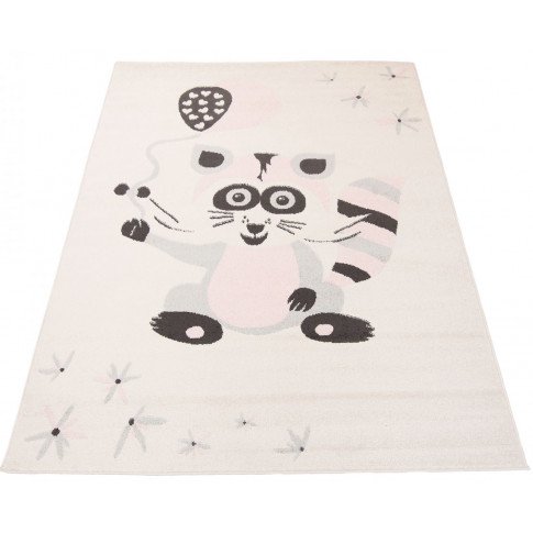 biały prostokątny dywan z szopem praczem dla dzieci animas 8x