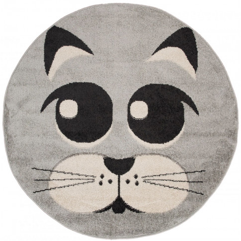 szary okrągły dywan kotek dla dzieci animac