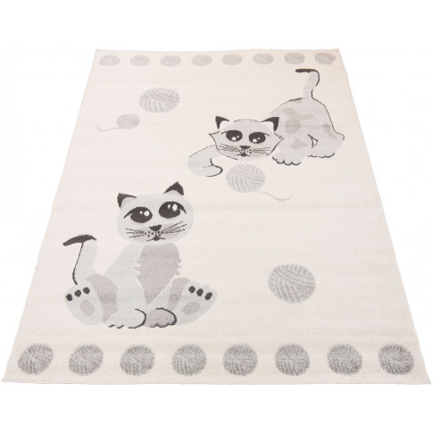 biały dywan z szarymi kotkami do pokoju dzieci animas 3x