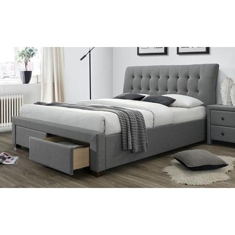 Zdjęcie produktu Szare łóżko z szufladami - Almos 160x200.