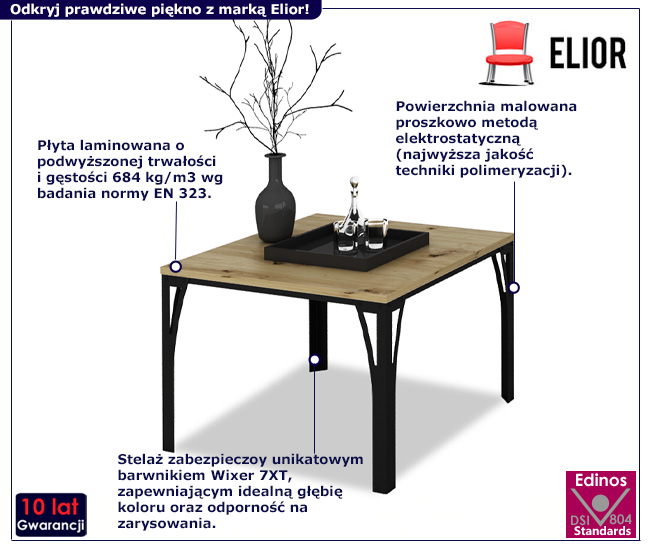 Stolik kawowy Dimea 4X czarny+dąb artisan