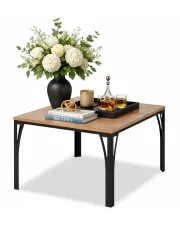 Nowoczesny stolik kawowy z metalowym stelażem czarny + dąb lancelot - Dimea 4X w sklepie Edinos.pl