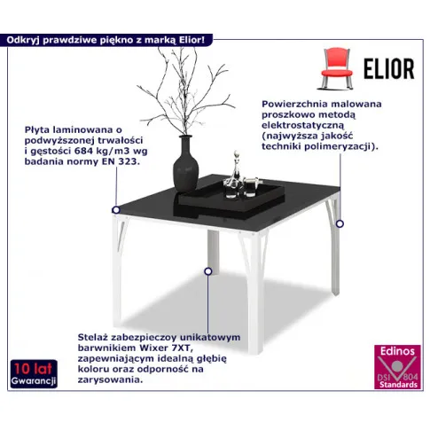 Nowoczesny stolik Horix 5X biały czarny