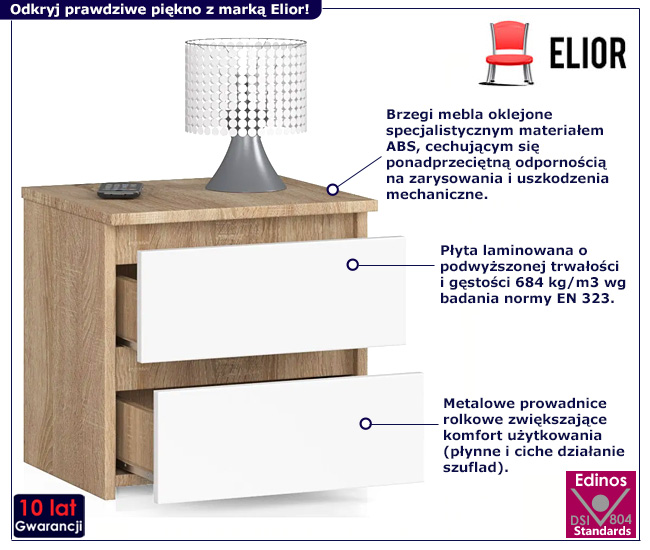 Szafka nocna Terik 3X dąb sonoma+biały