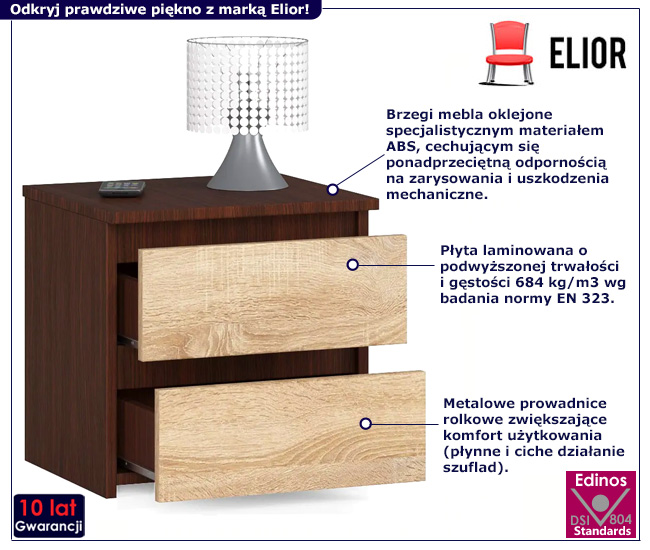 Szafka nocna Terik 3X wenge+dąb sonoma