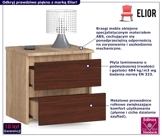 Szafka nocna Terik 3X dąb sonoma+wenge