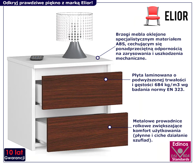 Szafka nocna Terik 3X biały+wenge