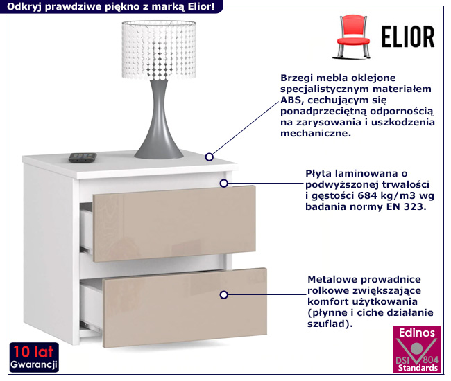 Szafka nocna Atika 4X biały+cappuccino 