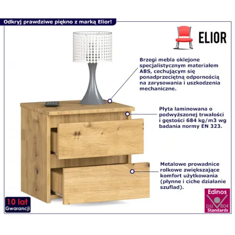 Minimalistyczny stolik nocny Terik 3X dąb artisan