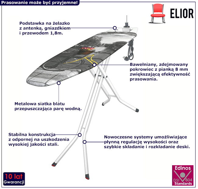 Szara deska do prasowania z gniazdkiem i antenką Milmo 2X
