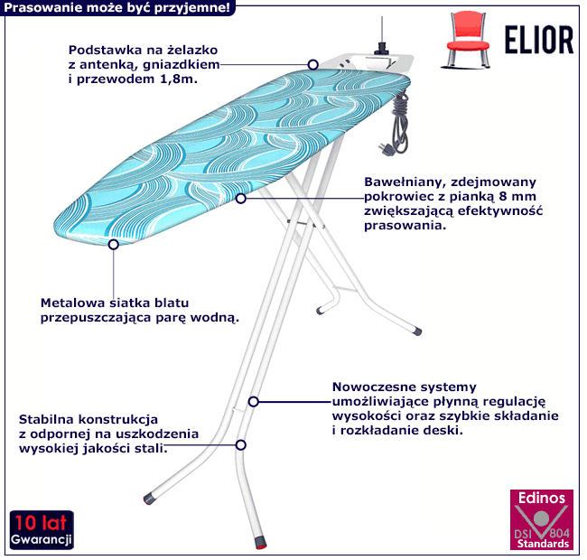 Deska do prasowania z gniazdkiem, antenką Alegra 3X