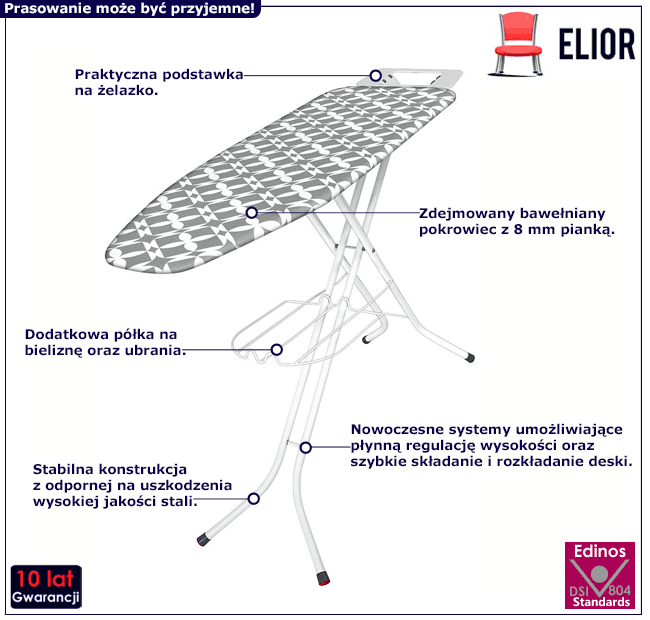 Szara składana deska do prasowania Pangra