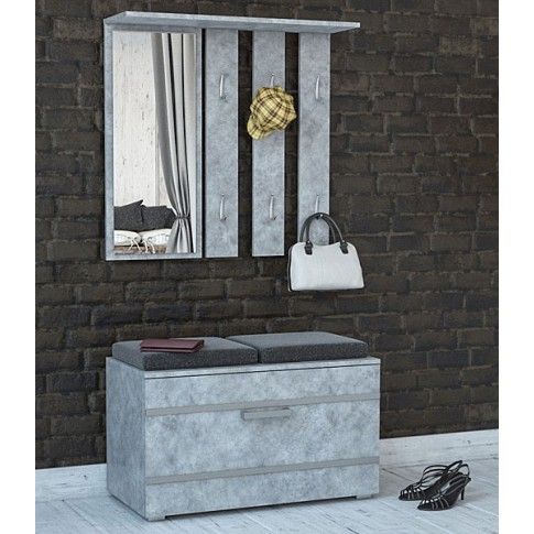 Zdjęcie garderoba z lustrem i siedziskiem beton Malea - sklep Edinos.pl