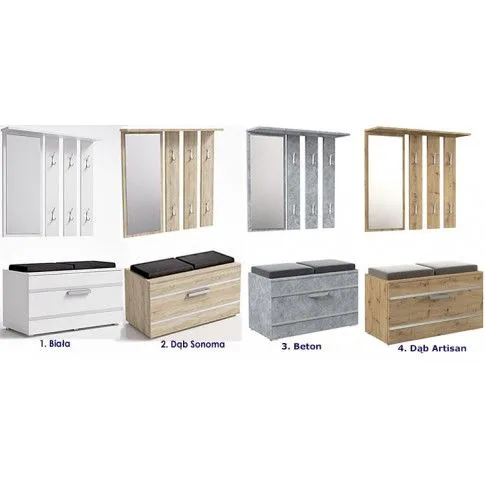 Szczegółowe zdjęcie nr 5 produktu Nowoczesna garderoba z szafką na buty i siedziskiem Eregin - beton