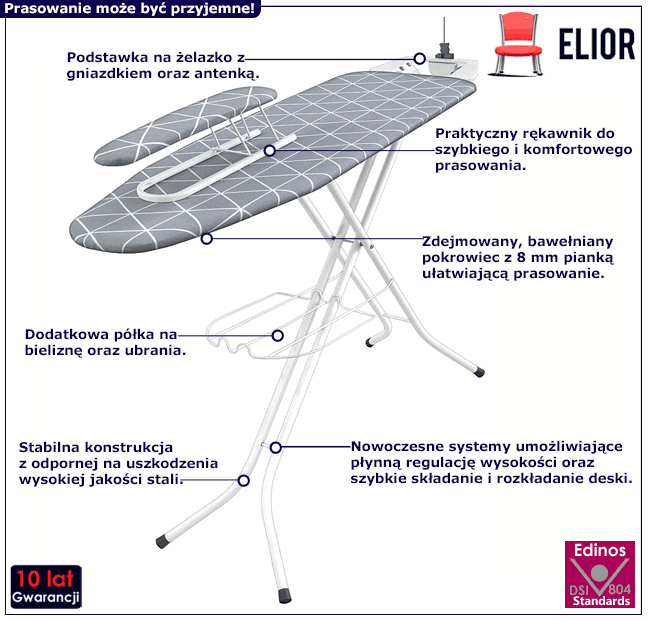 Składana deska do prasowania z rękawnikiem Proxima