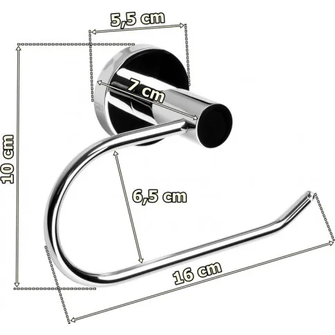 wymiary nowoczesnego chromowanego uchwytu na papier toaletowy faso