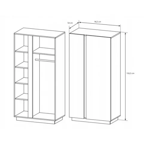 wymiary szafy 96cm Medina 3X