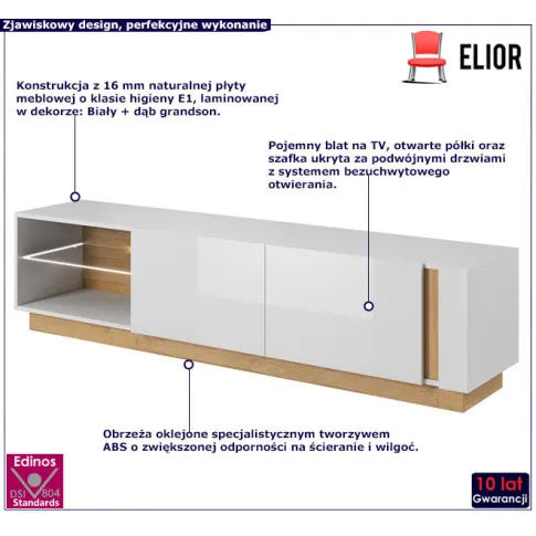 Długa szafka rtv biały grandson Medina 10X