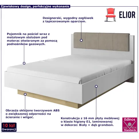 Łóżko do sypialni biały dąb grandson Medina 13X
