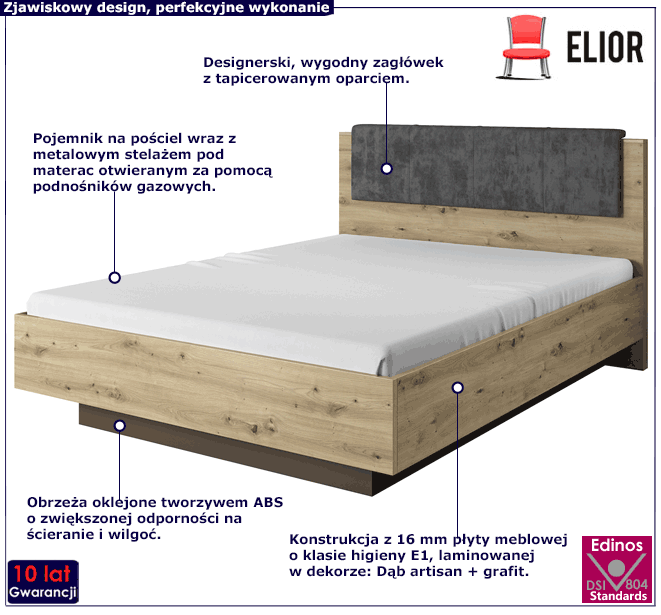 Łóżko podwójne z zagłówkiem Apso 13X