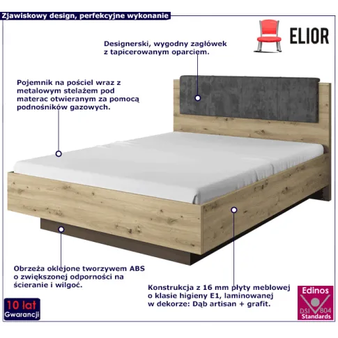 Łóżko do sypialni dąb artisan grafit Medina 13X