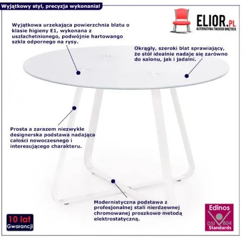 Fotografia Stół okrągły szklany Virgo - biały z kategorii Salon