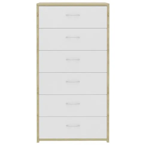 wymiary komody na ubrania do sypialni 6 szuflad sonoma bialy iwerna