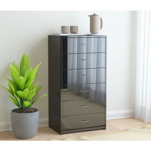 wizualizacja czarnej komody na ubrania z 6 szufladami iwerna