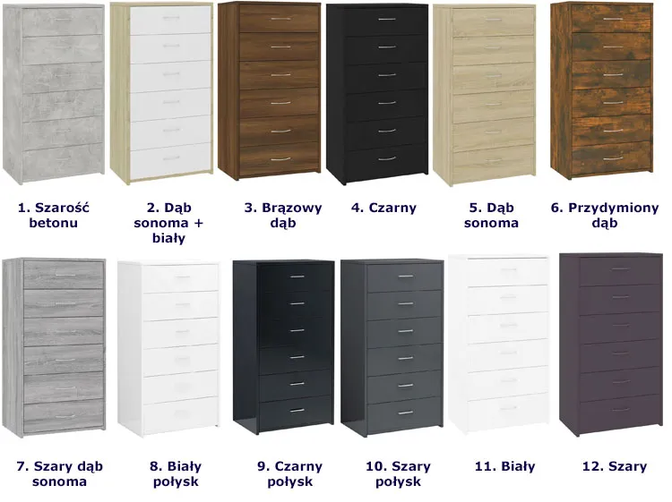 Wersje kolorystyczne komody Xeron