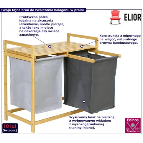 Bambusowy podwójny kosz na pranie Kyzo