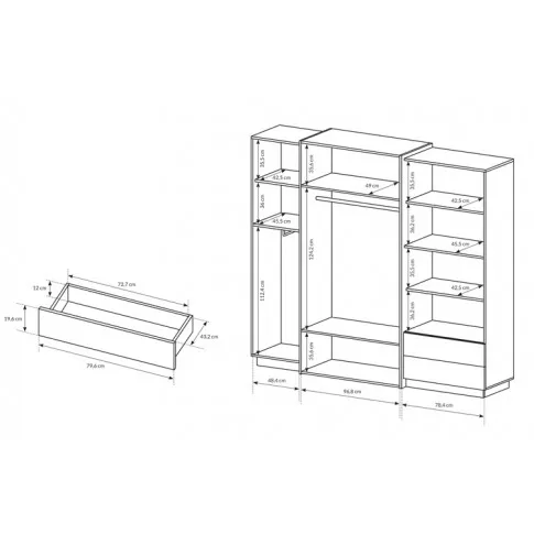 Wymiary wewnętrzne szafy na ubrania Lumina 7X