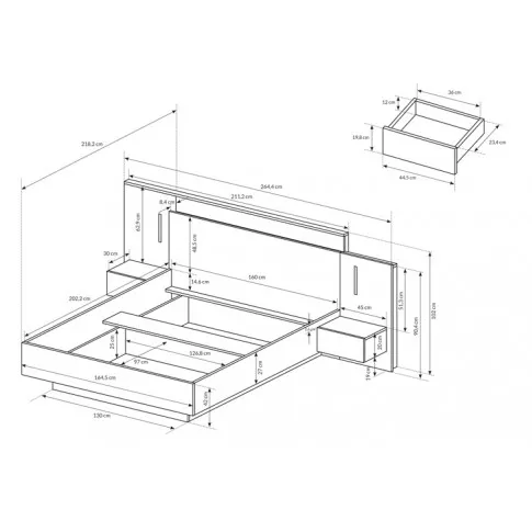 Wymiary łózka ze stolikami Lumina 8X