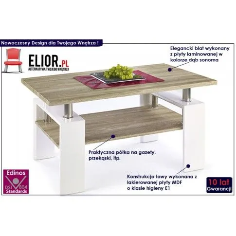 Fotografia Ława lakierowana Arsen - biała z kategorii Salon