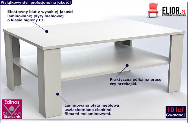 Biała ława w minimalistycznym stylu Livia 4X