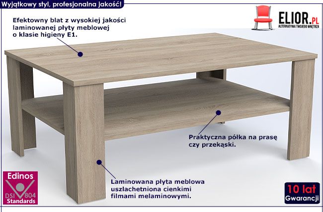 Prostokątna ława dąb sonoma Livia 4X