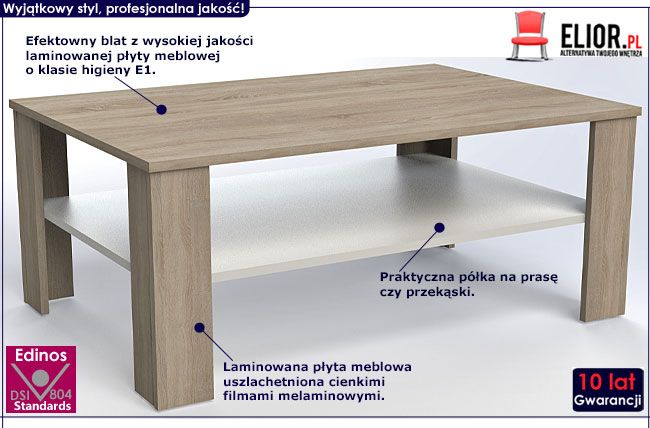 Ława dąb sonoma z białą półką Livia 4X