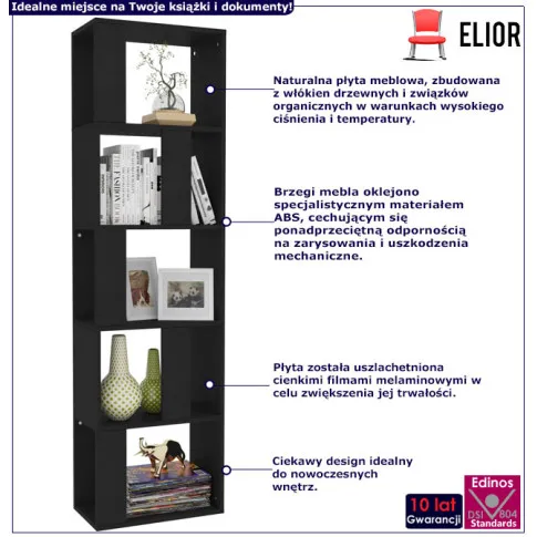 infografika regału na książki czarny nask