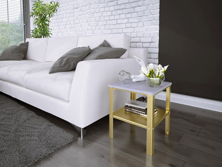 Wizualizacja stolika kawowego Sufix 3X złoty+beton