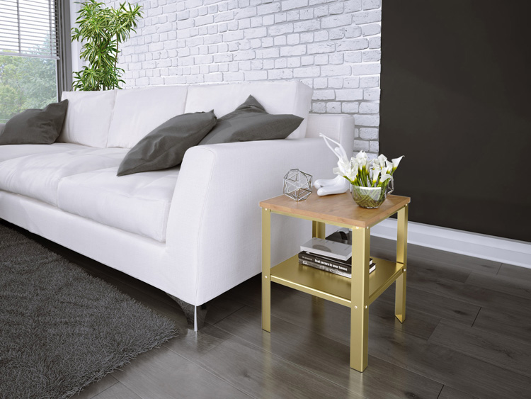 Wizualizacja stolika kawowego Sufix 3X złoty+dąb lancelot