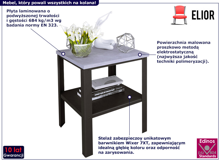 Stolik kawowy Sufix 4X czarny+beton