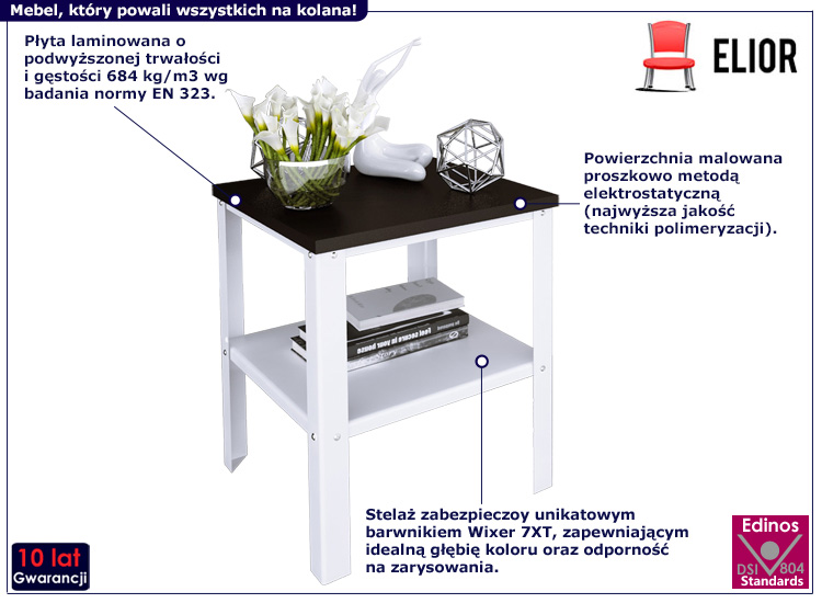 Stolik kawowy Sufix 5X biały+czarny połysk