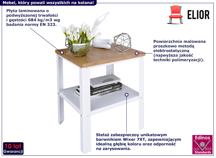 Stolik kawowy Sufix 5X biały+dąb lancelot